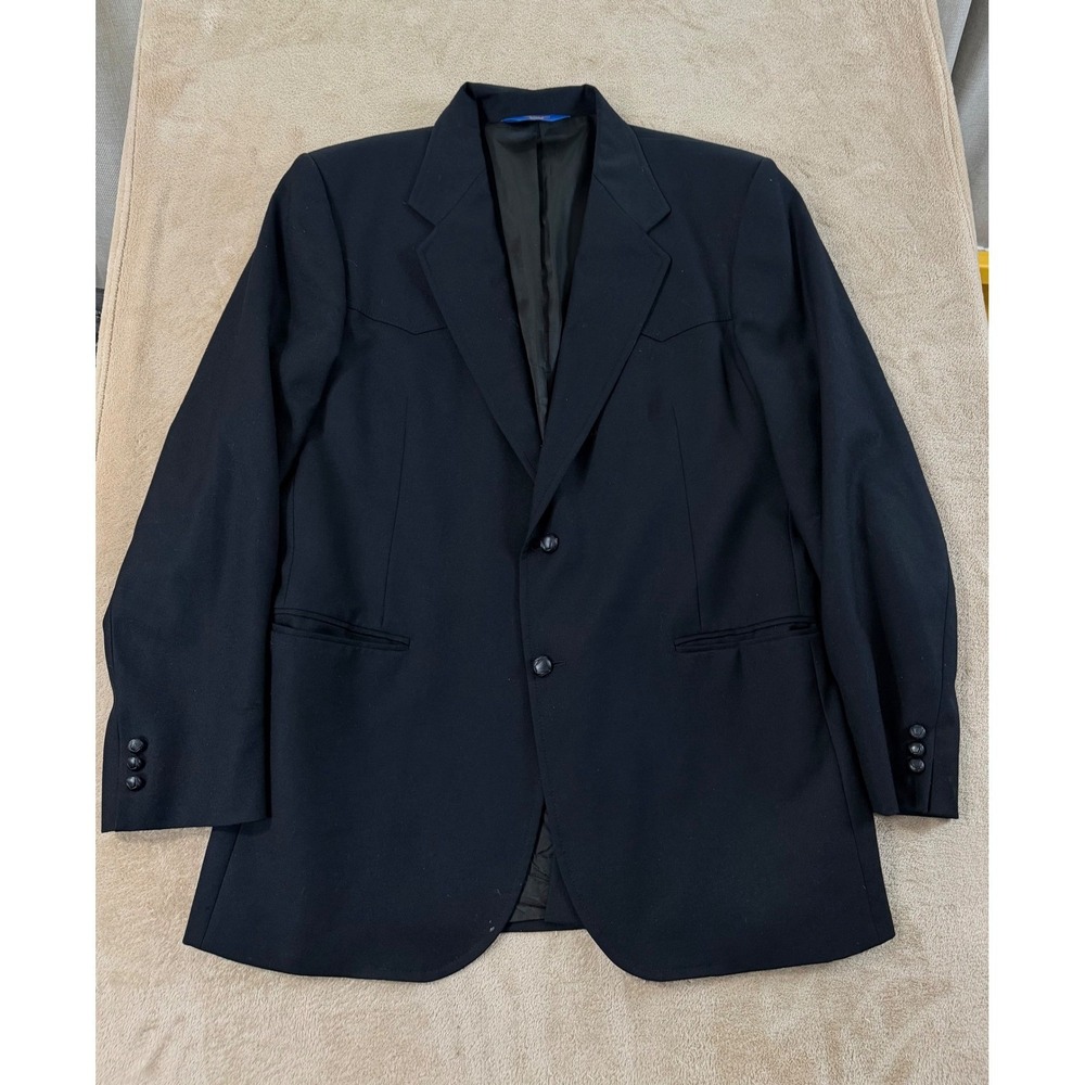 Vintage USA Pendleton Blazer Men 44L Long Black 100% Virgin Wool Suit Jacket EUC